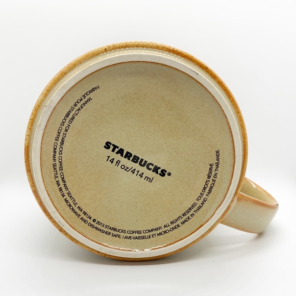 Starbucks Tan Mug With Brown Engraved Leaves - Picture 4 of 8
